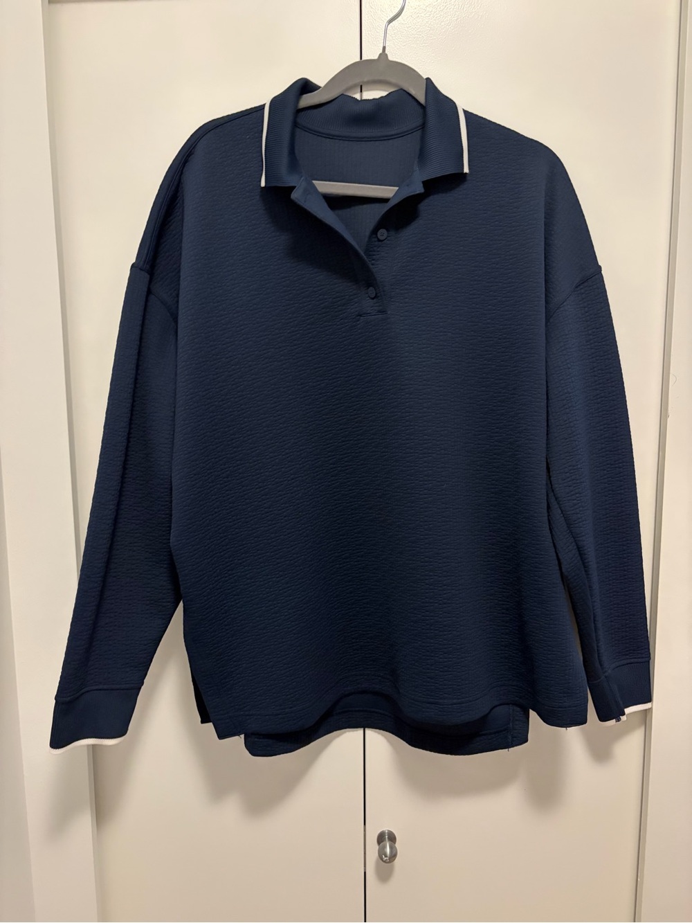 lululemon athletica Navy Long-Sleeve Polo with White Trim